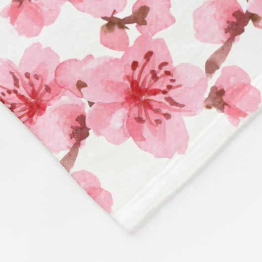 Romantic pink Cherry blosson Fleece Deken (Hoek)