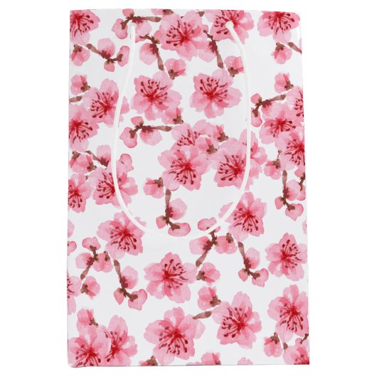 Romantic pink Cherry blosson Medium Cadeauzakje (Voorkant)