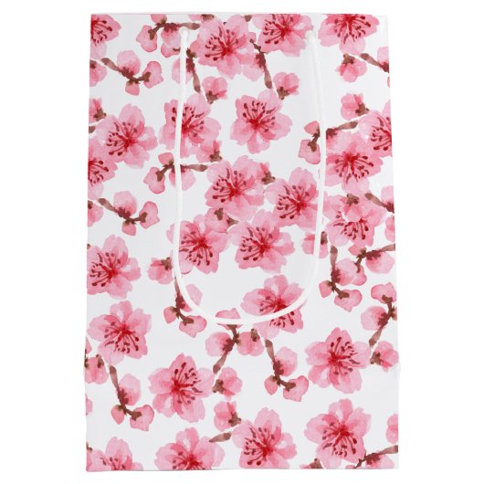Romantic pink Cherry blosson Medium Cadeauzakje (Achterkant)