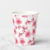 Romantic pink Cherry blosson Papieren Bekers (Achterkant)
