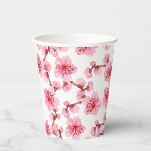 Romantic pink Cherry blosson Papieren Bekers (Voorkant)