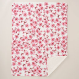 Romantic pink Cherry blosson Sherpa Deken