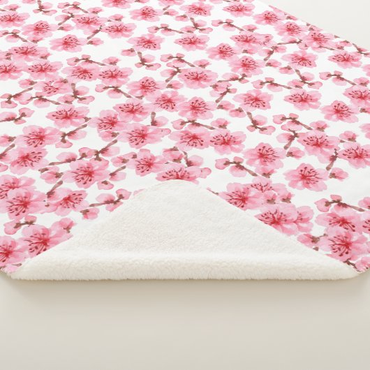 Romantic pink Cherry blosson Sherpa Deken (3/4)