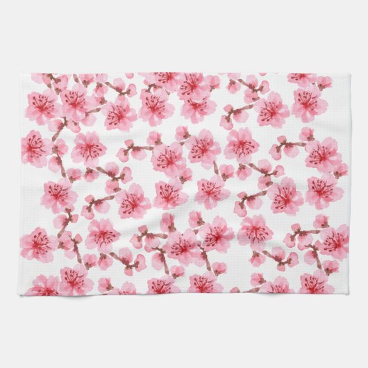 Romantic pink Cherry blosson Theedoek (Horizontaal)