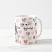 Romantic Pink Christmas Hearts Black Girl Koffiemok (Voorkant rechts)