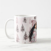 Romantic Pink Christmas Trees Black Girl Koffiemok (Links)