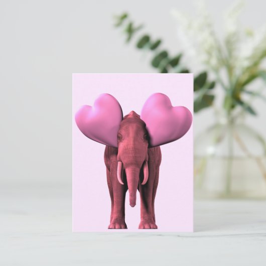 Romantic Pink Elephant Briefkaart (Staand voorkant)
