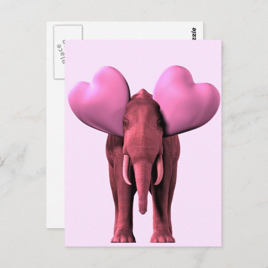 Romantic Pink Elephant Briefkaart (Voorkant / Achterkant)