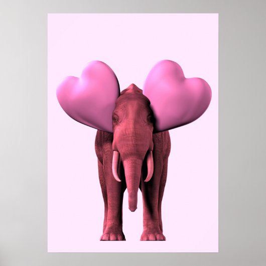 Romantic Pink Elephant Poster (Voorkant)
