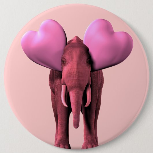 Romantic Pink Elephant Ronde Button 6,0 Cm (Voorkant)