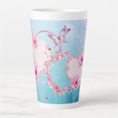 Romantic Pink en Blue Floral Large Latte Mok (Voorkant)