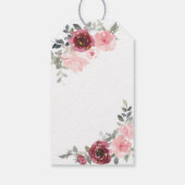 Romantic Pink en Bourgogne Floral Dank u Cadeaulabel (Achterkant)