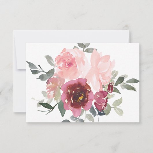 Romantic Pink en Bourgogne Wedding RSVP (Achterkant)