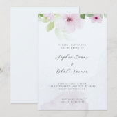 Romantic Pink en Green Floral Blue Wedding Kaart (Voorkant / Achterkant)