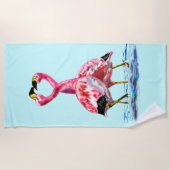 Romantic Pink Flamingos Love Dance - Painting Strandlaken (Voorkant)