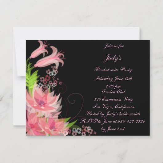 Romantic Pink Floral Bachelorette Party Kaart (Voorkant)
