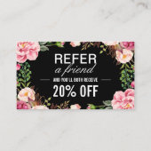 Romantic Pink Floral Beauty Salon Referral Kaart (Voorkant)