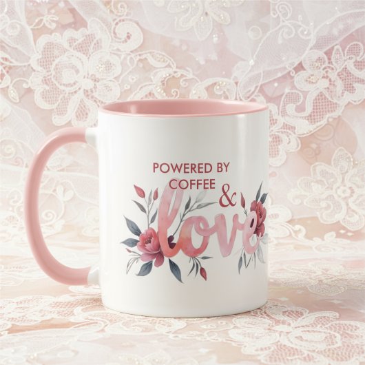 Romantic Pink Floral Botanical Love Coffee Mok