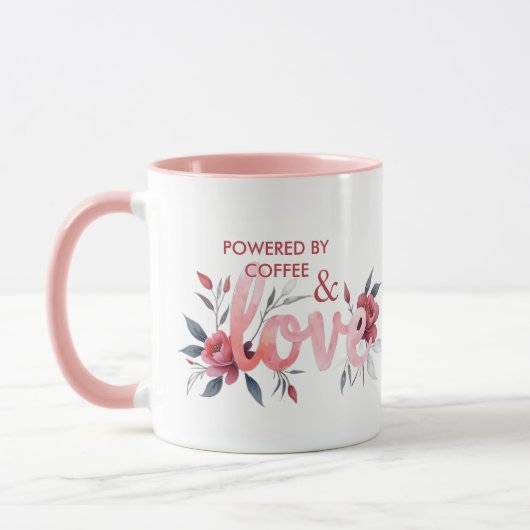 Romantic Pink Floral Botanical Love Coffee Mok (Links)