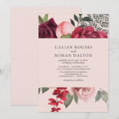 Romantic Pink Floral Bridal Bouquet Wedding Kaart (Voorkant / Achterkant)