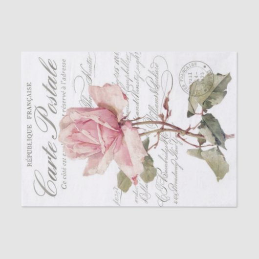  Romantic Pink Floral Briefkaart Tissuepapier (Voorkant)