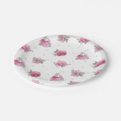 Romantic Pink Floral Dot Waterverf Patroon Papieren Bordje (Gekanteld)