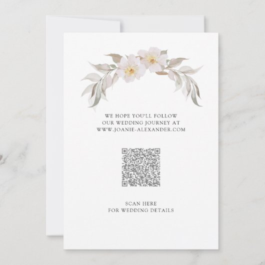 Romantic Pink Floral Elegant Foliage Gold Lijst Save The Date (Achterkant)