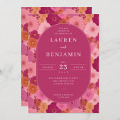 Romantic Pink Floral Eleganza Kaart (Voorkant / Achterkant)