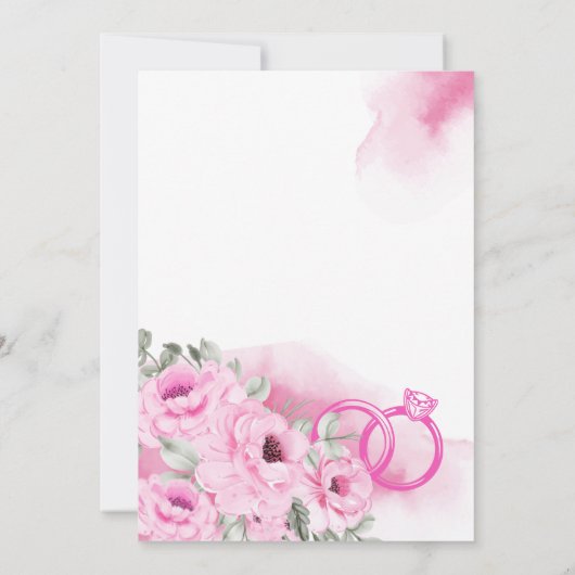 Romantic Pink Floral Engagement Party Engaged Kaart (Achterkant)