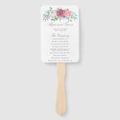 Romantic Pink Floral Garland Wedding Programme Handwaaier (Voorkant)