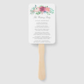 Romantic Pink Floral Garland Wedding Programme Handwaaier (Achterkant)