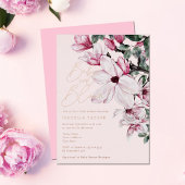Romantic Pink Floral Girl Roos Gold Baby shower Folie Uitnodiging