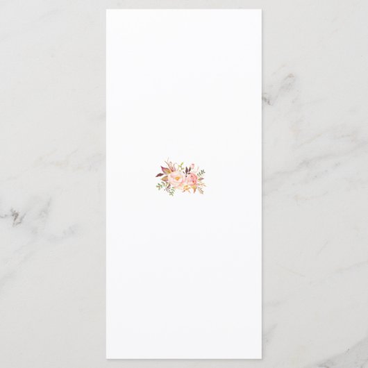 Romantic Pink Floral Gold Lijst Wedding Menu (Achterkant)
