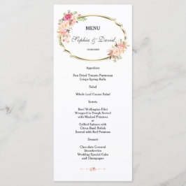 Romantic Pink Floral Gold Lijst Wedding Menu