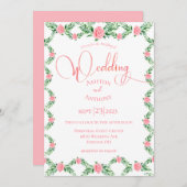 Romantic Pink Floral Greenery Typografie Weddensch Kaart (Voorkant / Achterkant)