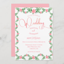 Romantic Pink Floral Greenery Typografie Weddensch