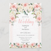 Romantic Pink Floral Greenery Typography Wedding Kaart (Voorkant)