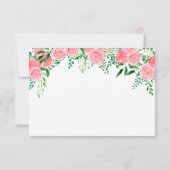 Romantic Pink Floral Greenery Typography Wedding RSVP Kaartje (Achterkant)
