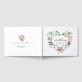 Romantic Pink Floral Heart Weddenschap Gastenboek (Volledig)