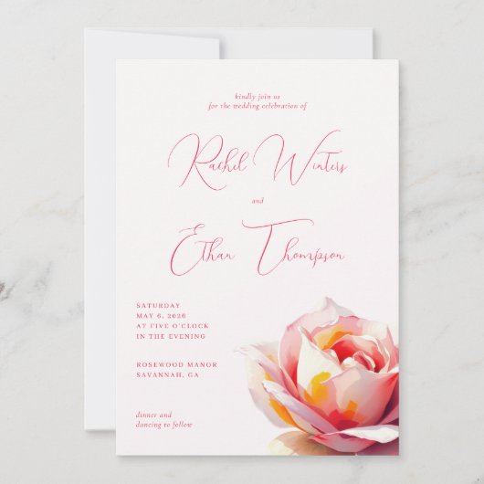 Romantic Pink Floral Kaart (Voorkant)