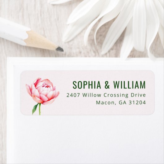 Romantic Pink Floral Minimalist Etiket (Insitu)