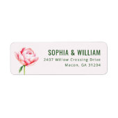 Romantic Pink Floral Minimalist Etiket (Voorkant)