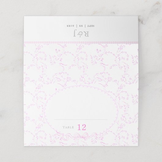 Romantic Pink Floral  Place Card Plaatskaartje (Buitenkant ongevouwen)