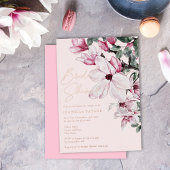 Romantic Pink Floral Roos Gold Vrijgezellenfeest Folie Uitnodiging