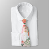 Romantic Pink Floral Waterverf Painting Stropdas (Gebonden)