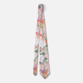 Romantic Pink Floral Waterverf Painting Stropdas (Achterkant)