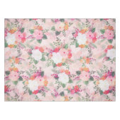 Romantic Pink Floral Waterverf Painting Tafelkleed (Voorkant (Horizontaal))