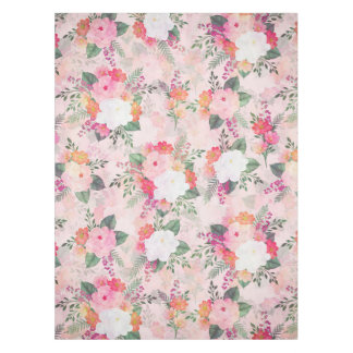Romantic Pink Floral Waterverf Painting Tafelkleed