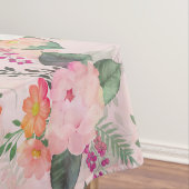 Romantic Pink Floral Waterverf Painting Tafelkleed (Voorbeeld)