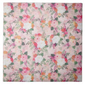 Romantic Pink Floral Waterverf Painting Tegeltje (Voorkant)